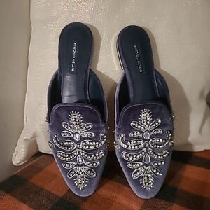 Antonio Melani  Blue Velvet Rhinestone Slippers